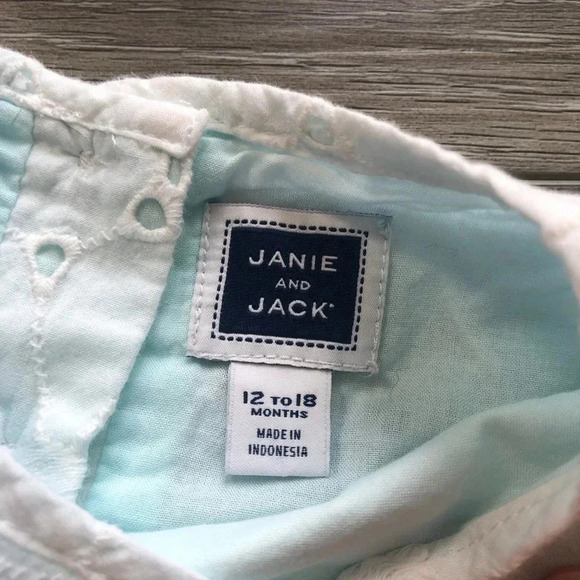 Janie And Jack White Floral With Blue Lining Short Sleeve Dress Size 12-18 Month - Picture 5 of 10